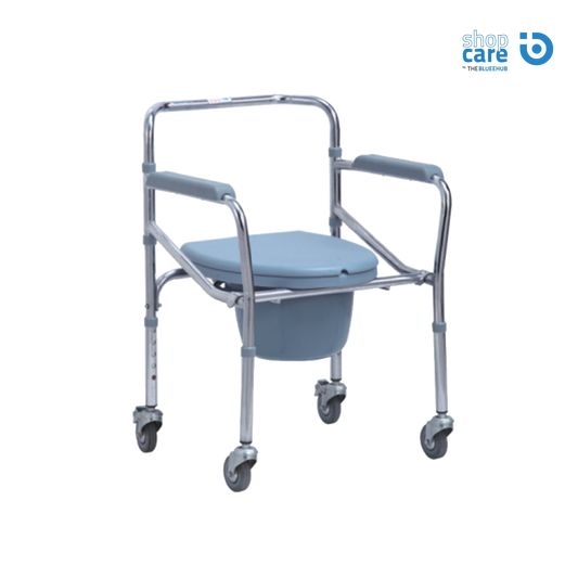 FOLDABLE MOBILE STEEL COMMODE CHAIR