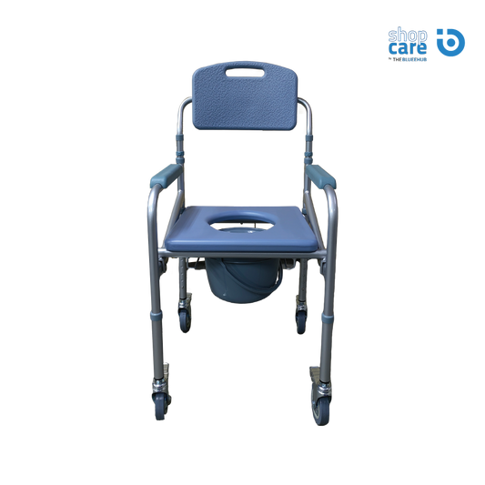 COMMODE CHAIR WITH 4 LOCKABLE WHEELS